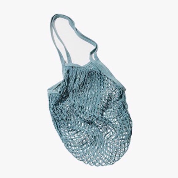 💥 CLEARANCE Parisienne Market Cotton Open Net Tote Bag Blue - Picture 3 of 7